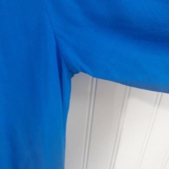 FANG Womens Small Royal‎ Blue 1/4 Button Blouse Hi Lo Hem - Picture 5 of 11